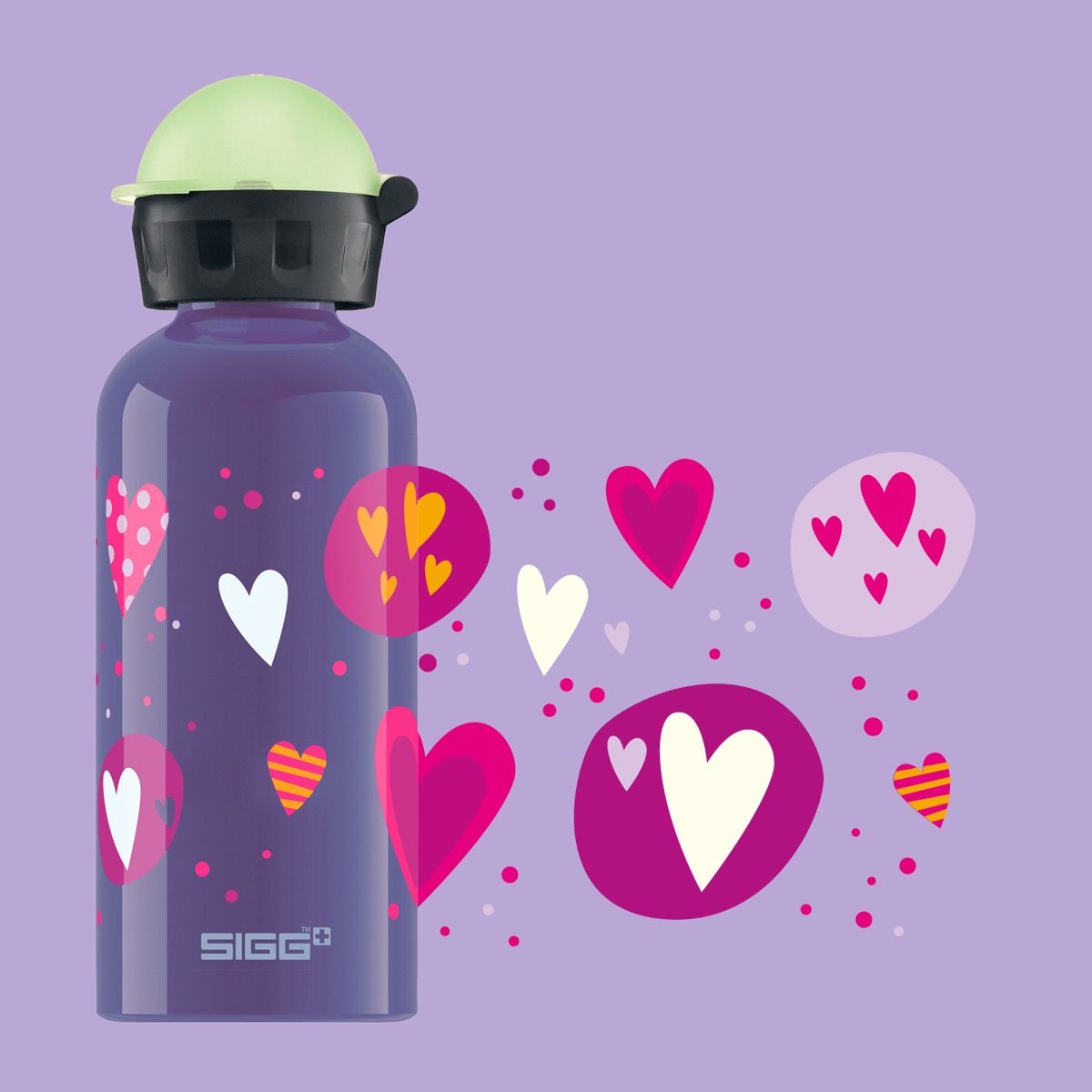 Kids Water Bottle Glow Heart Ballons 0.4 L